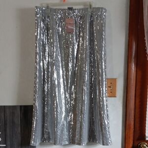 Serra Silver Sequin Midi A-Line Skirt Cocktail